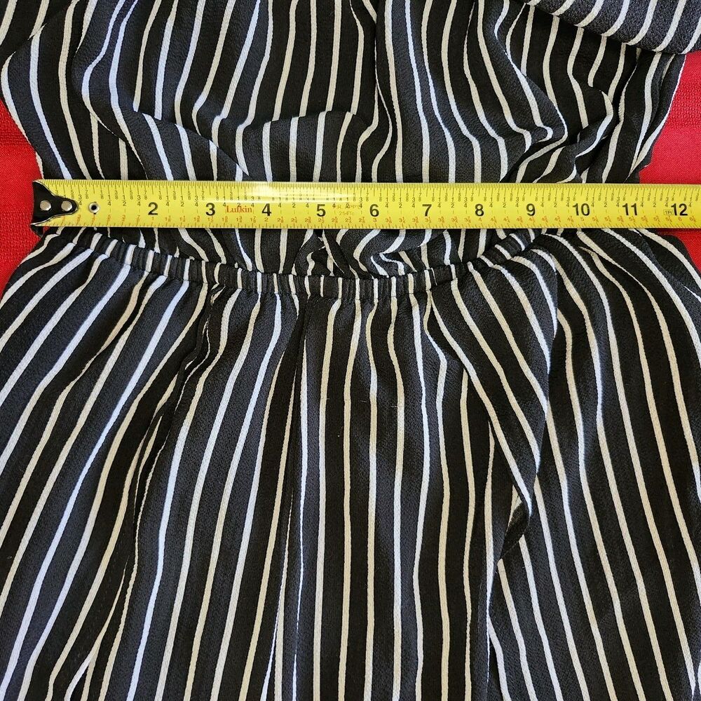 Favlux Black White Stripe Off Shoulder Jumpsuit Small Ruffle TulipHem Sleeveless - Picture 8 of 16